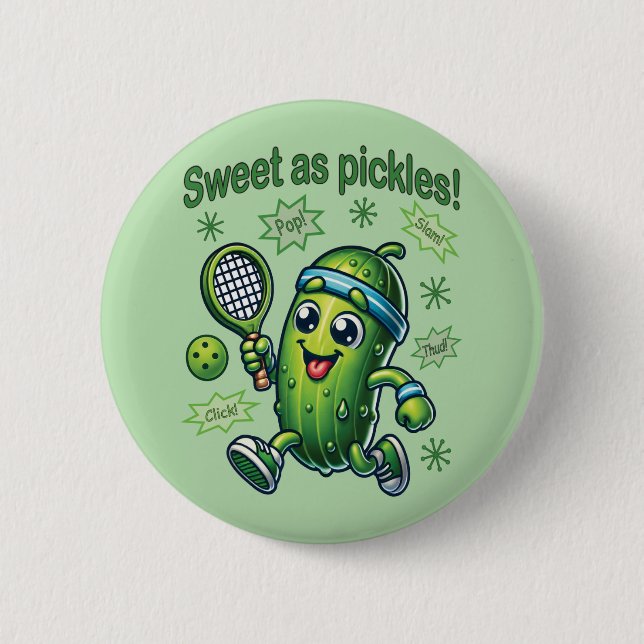 Funny Cute Sweet as Pickles Pickleball 6 Cm Round Badge (Front)