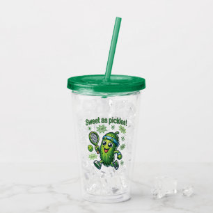 Funny Cute Sweet as Pickles Pickleball Acrylic Tumbler
