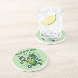 Funny Cute Sweet as Pickles Pickleball Coaster