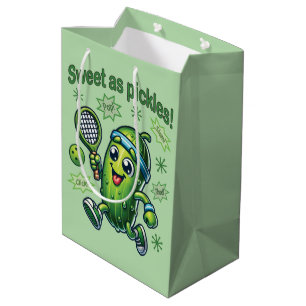 Funny Cute Sweet as Pickles Pickleball Medium Gift Bag