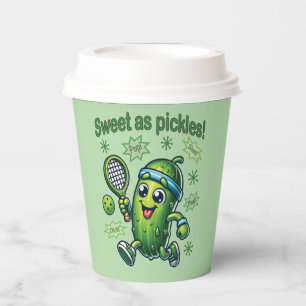 Funny Cute Sweet as Pickles Pickleball Paper Cups