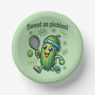 Funny Cute Sweet as Pickles Pickleball Paper Plate