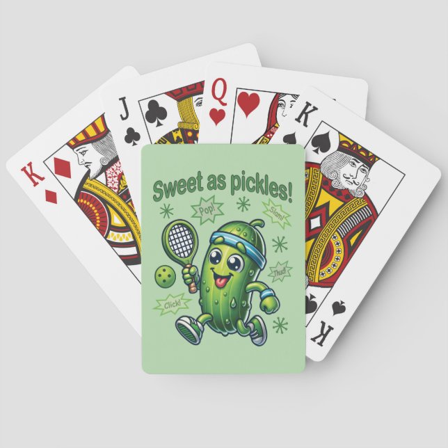 Funny Cute Sweet as Pickles Pickleball Playing Cards (Back)
