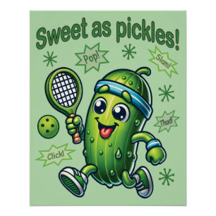 Funny Cute Sweet as Pickles Pickleball Poster
