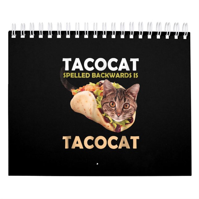 Funny Cute Tacocat Taco Cat Spelled Backward Calendar (Cover)