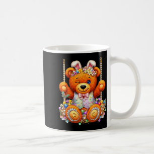 Funny cute teddy bear winking eyes easter basket coffee mug