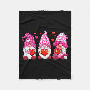 Funny Cute Three Gnomies Nk Hearts Matching Vale  Fleece Blanket