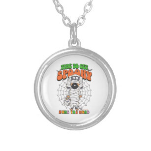 Funny Cute Time to get Spooky Mummy Silver Plated Necklace