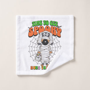Funny Cute Time to get Spooky Mummy Wash Cloth