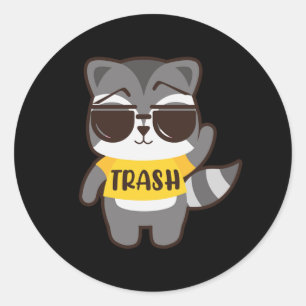 Funny Cute Trash Raccoon Sunglasses Forest Animals Classic Round Sticker