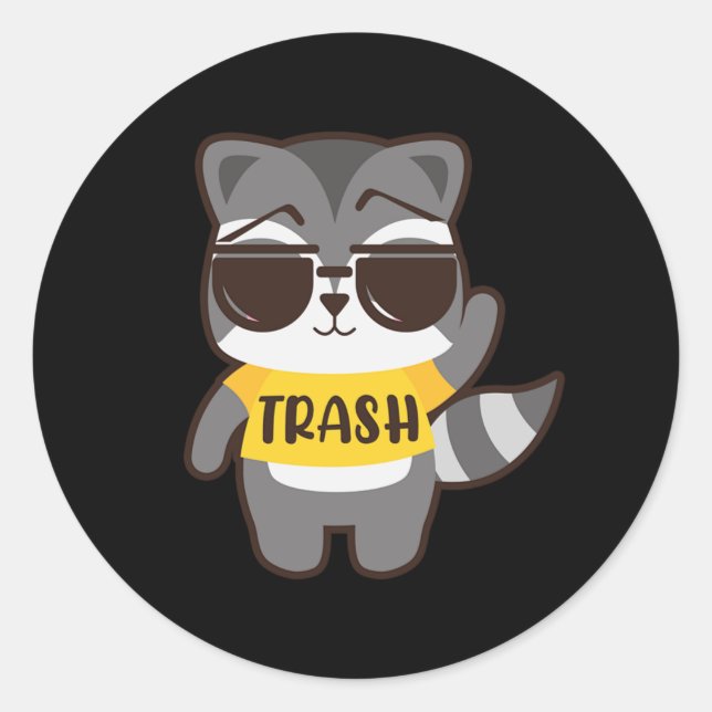 Funny Cute Trash Racoon Sunglasses Forest Animals Classic Round Sticker (Front)
