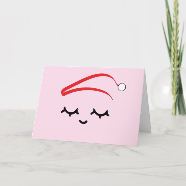 Funny Cute Trendy Sleepy lashes Christmas 2020 Card (Front)