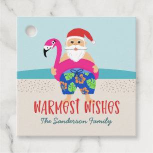 Funny Cute Tropical Santa Pool Float Name Favour Tags