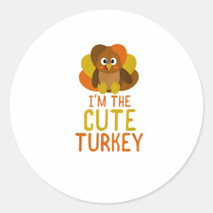 Funny Cute Turkey Family Matching Thanksgiving  Classic Round Sticker