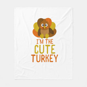 Funny Cute Turkey Family Matching Thanksgiving  Fleece Blanket