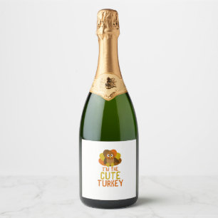 Funny Cute Turkey Family Matching Thanksgiving Sparkling Wine Label