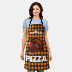 Funny Cute Turkey: Thankful For Pizza Apron