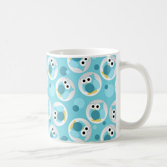 Funny Cute Turquoise Owl Pattern Mug (Right)