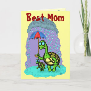 Funny cute turtles Best Mum greeting card design