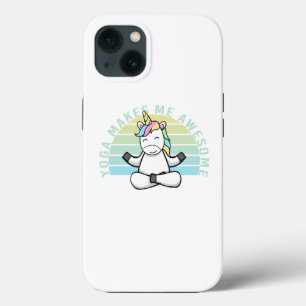 Funny cute unicorn doing yoga. funny yoga poses iPhone 13 case