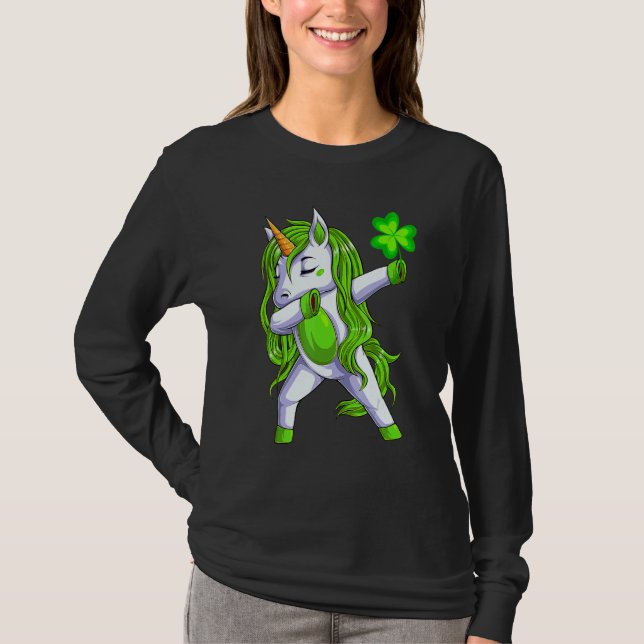 Funny Cute Unicorn St Patricks Day Shamrock Kids B T-Shirt (Front)