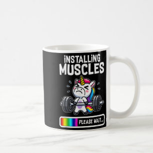 Funny Cute Unicorn Workout Gym Fitness Weightlifti Coffee Mug