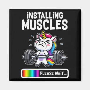 Funny Cute Unicorn Workout Gym Fitness Weightlifti Magnet