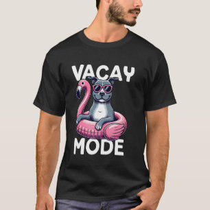 Funny Cute Vacay Mode Pit Bull Pittie Mum Summer V T-Shirt