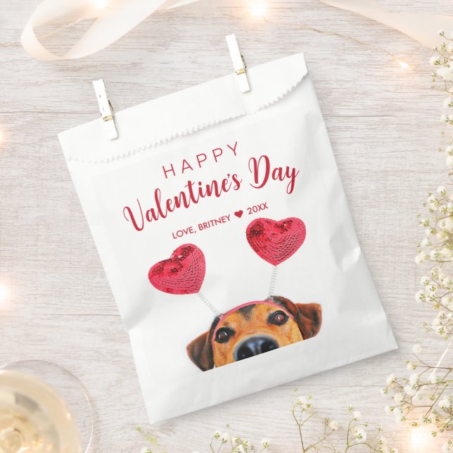 Funny Cute Valentine's Day Dog Heart Headband Favour Bags (Clipped)