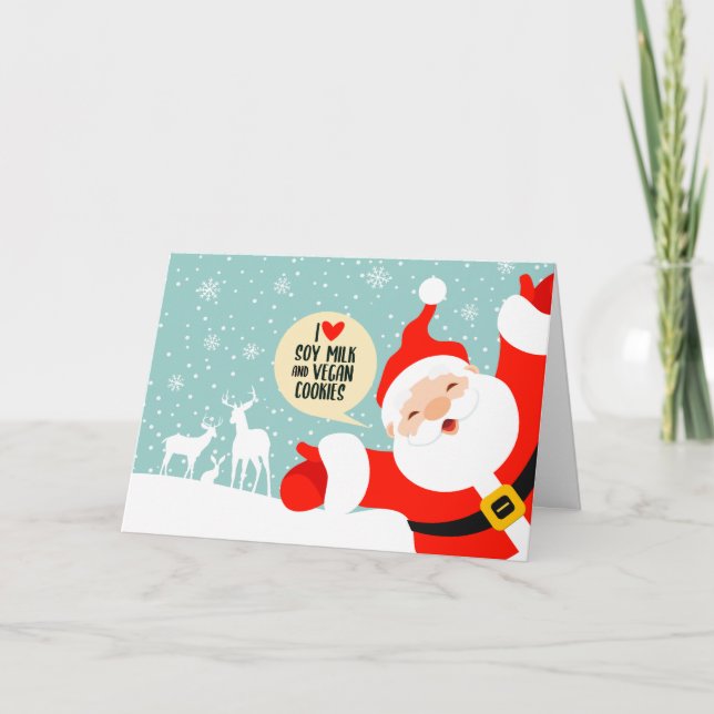 Funny Cute Vegan Santa Claus  Card (Front)