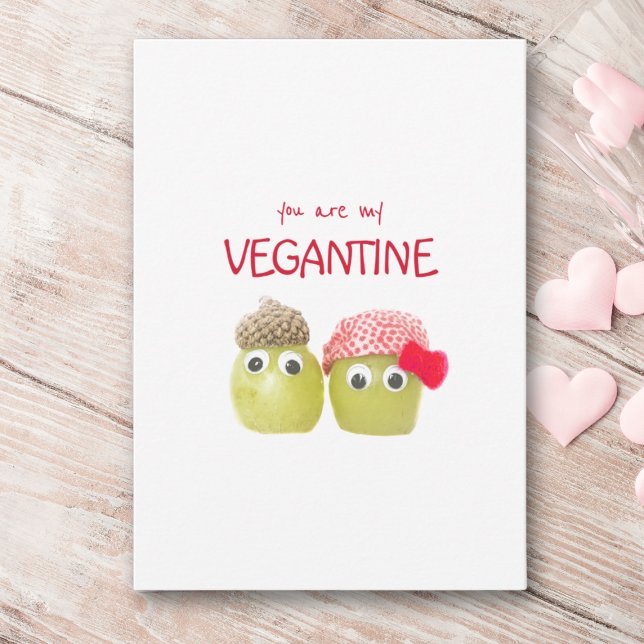 Funny cute vegans be my vegantine flat card (Creator Uploaded)