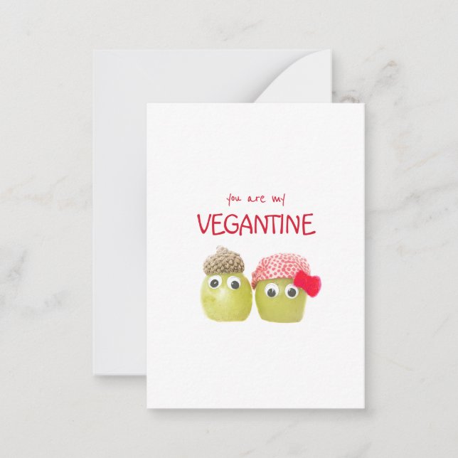 Funny cute vegans vegetarians vegantine flat card (Front)