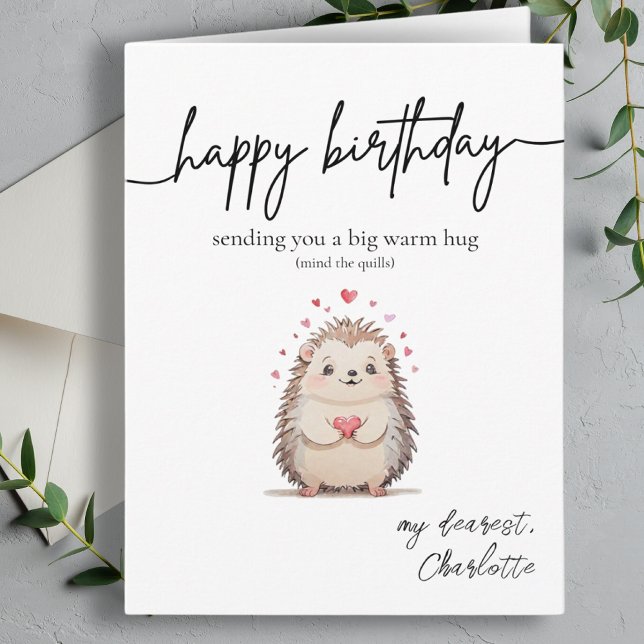Funny & Cute Watercolor Hedgehog Birthday Card (Funny & Cute Watercolor Hedgehog Birthday Card)