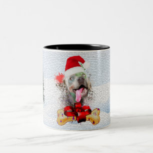 Funny Cute Weimaraner Dog Christmas Two-Tone Coffee Mug