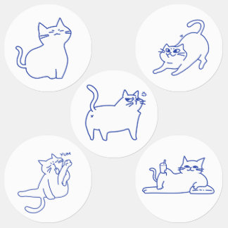 Funny Cute White Cat Doodle Character
