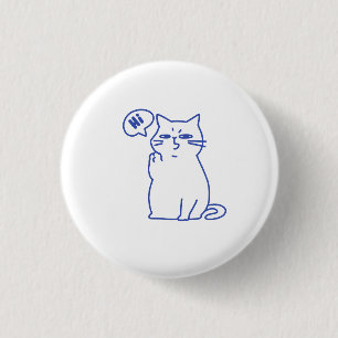 Funny Cute White Cat Doodle Character 3 Cm Round Badge