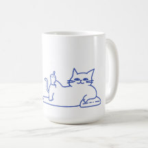 Funny Cute White Cat Doodle Character
