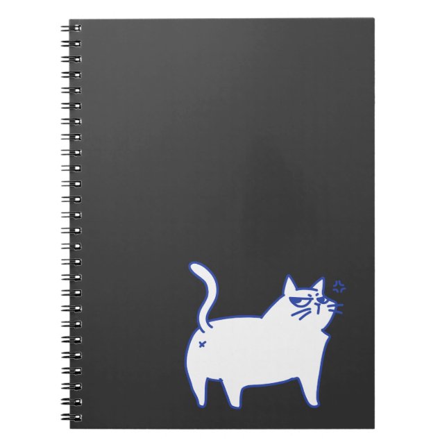 Funny Cute White Cat Doodle Character Notebook (Front)