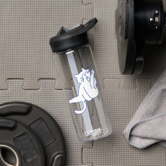Funny Cute White Cat Doodle Character Water Bottle