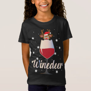Funny Cute Winedeer Reindeer Wine Drinker Christma T-Shirt