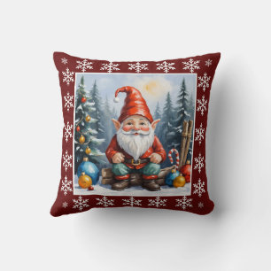 Funny Cute Winter Whimsical Scandinavian Gnome Cushion