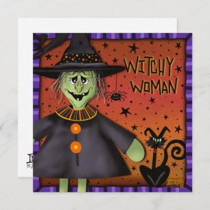 Funny Cute Witchy Woman Inspirivity Halloween Holiday Card