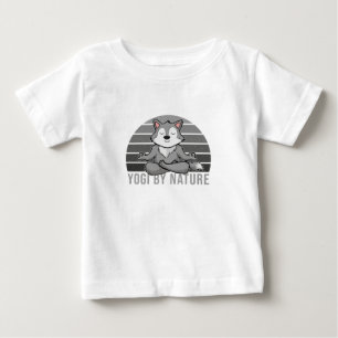 Funny cute wolf doing yoga. funny yoga poses baby T-Shirt