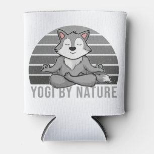 Funny cute wolf doing yoga. funny yoga poses can cooler
