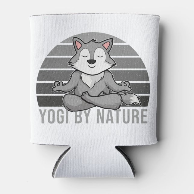 Funny cute wolf doing yoga. funny yoga poses can cooler (Front)