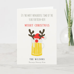 Funny Cute Wonderful Time For Rein beer Christmas Holiday Card
