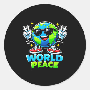 Funny Cute World Peace Spreading Kindness Movement Classic Round Sticker