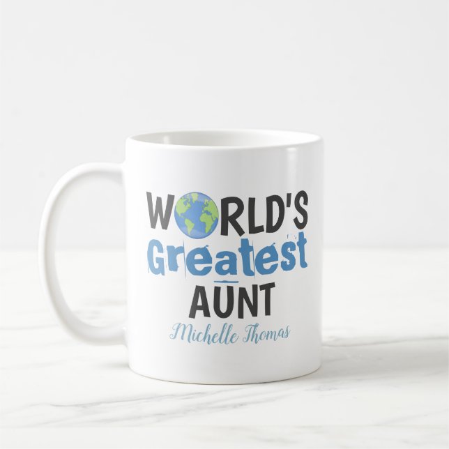 Funny Cute World's Greatest Aunt Simple Custom Coffee Mug (Left)