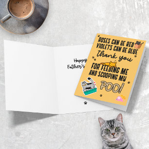 Funny Cute Yellow Happy Father's Day From Cat Card