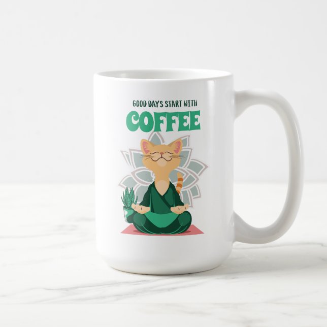 Funny Cute Yoga Cat Coffee Mug, Cat Lovers Mug (Right)